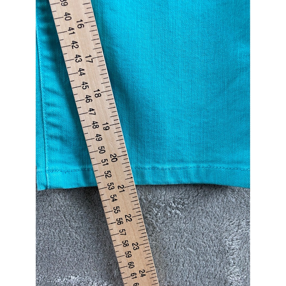 Lark Lane Petite Turquoise Blue Pull On Cropped Pants 14P Ribbed Waist Stretch - Picture 9 of 12